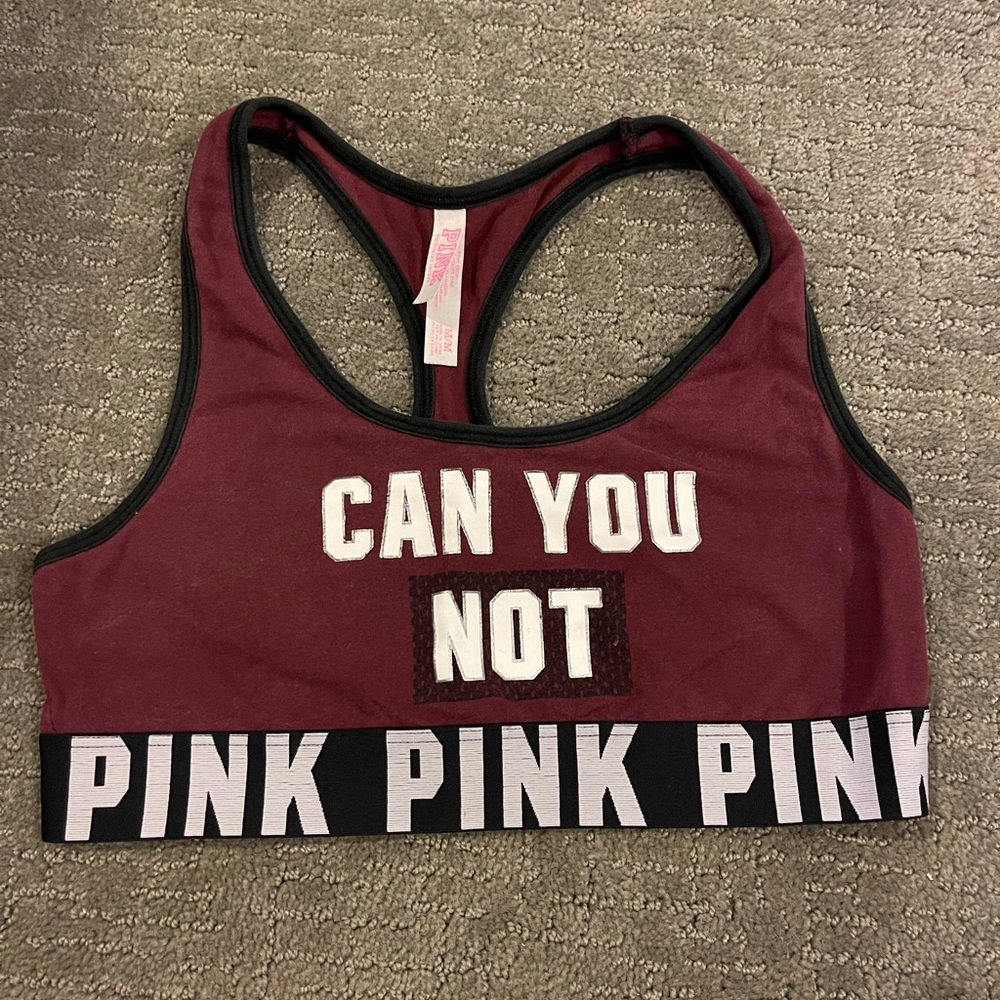 CAN YOU NOT graphic PINK sports bra